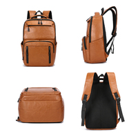 Sac à dos de voyage pour homme, sac à dos d'affaires vintage en cuir PU imperméable, sac d'école pour étudiants, sac à dos pour ordinateur portable en cuir véritable personnalisé