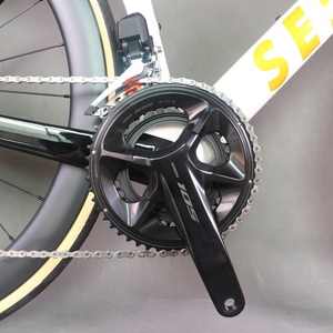24 Speed Full Hidden Cable Disc Road Bike Frame TT-X21 105 Di2 R7170 Groupset Yellow Edges 28C Tire - Product Image 4