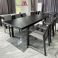 Meubles de jardin modernes table à rallonge ensemble transformateur restaurant café verre table à manger extensible pour l'extérieur
