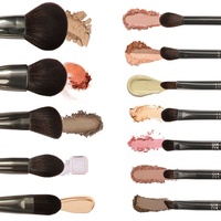 Pinceaux de maquillage végétaliens synthétiques 12 pièces avec logo personnalisé Bois sans cruauté pour le visage Marque privée végétalienne professionnelle