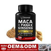 Capsules de Maca Panax Ginseng OEM, Extrait de Racine de Maca 10000mg, Soutient l'Endurance et les Performances, Végétalien, 120 Capsules, Complément à Marque Blanche
