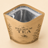 Sachets Doypack Personnalisés en Papier Kraft Écologique avec Fermeture Éclair, Intérieur PE Anti-humidité pour Café, Thé, Herbes – Vente en Gros