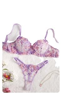 طقم ملابس داخلية نسائية مثيرة بسعر مناسب، حمالة صدر مطرزة من الجيرسيه، ناعمة للغاية ورقيقة، مناسبة لجميع المواسم ومريحة للارتداء - Product Image 2