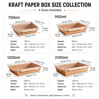 Kraftpapier-Lebensmittelbehälter mit PET-Deckel Einweg-Lunchbox Takeaway-Sushi-Tablett Salatschüssel PE-Beschichtung Auslaufsicher OEM