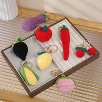 Handgemaakte zachte groente sleutelhanger trendy gehaakte fruit pluche pop wollen tas hanger geweven gebreide sleutelhanger accessoires