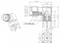 Connecteur SMA-KWE fourni en usine Quatre pattes PCB Mount Bent SMA Female Connector Longueur 14.5mm