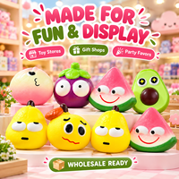 Assortiment de jouets squishy en PU à montée lente, motifs fruits de dessin animé, mignons, doux, anti-stress, à presser, 12 pièces, boîte de présentation, vente en gros