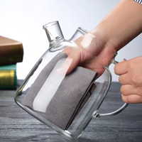 Théière en verre borosilicate soufflé à la main - Bouilloire en verre résistant à la chaleur pour thé en vrac, compatible avec le cuisinière et le micro-ondes