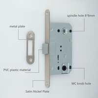 BBDHOME WC porte de salle de bain milieu 9650 PVC plastique loquet boulon Satin Nickel mortaise serrure corps