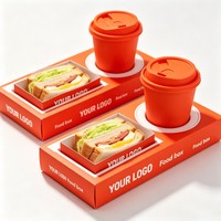 Boîte en papier de haute qualité pour Tiramisu, Donuts, Bagels, avec insert pour gobelet, support pour gobelet à café à emporter, emballage pour café à l'encre de soja, vente en gros