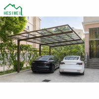Kit de carport en aluminium HESIWEI, toit plat, design contemporain, capacité de stationnement multi-véhicules pour propriétés résidentielles