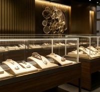 Vitrine à bijoux en bois massif de style chinois de luxe avec éclairage LED, design personnalisable pour présentoirs de vente au détail de haute qualité