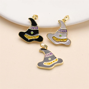 Ciondoli a Forma di Cappello da Strega in Conchiglia <span class=keywords><strong>Naturale</strong></span> Smaltata Placcata Oro per Feste di Halloween - Product Image 2