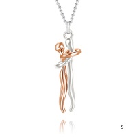 Haute Qualité En Acier Inoxydable Plaqué Or 18K Hommes Femmes Bijoux Romantique Étreignant Couple Pendentif Collier Câlin Amant Colliers