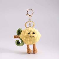 Gantungan Kunci Lemon Mini Rajutan Tangan, Aksesoris Buah Lucu, Dekorasi Tas Rumah, Hadiah