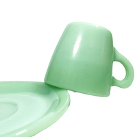 Pour soutenir la personnalisation, prix de gros, Jade de lait coloré, assiette en verre, ensemble de tasse à crème glacée, nouveau Design