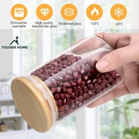 HOME 240 Bocaux en verre Couvercles multifonctionnels Contenants de conservation des aliments Cuisine avec tampons en silicone Logo personnalisable