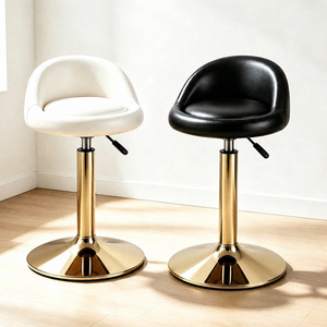 Tabouret de bar moderne en cuir PU rotatif à 360° avec dossier, hauteur réglable, idéal pour cliniques de tatouage et salles à manger - Product Image 6