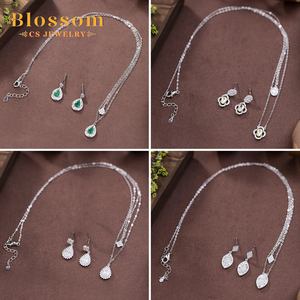 Hoa CS Đồ Trang Sức <span class=keywords><strong>925</strong></span> Sterling Silver Bạc Đôi Vòng Cổ <span class=keywords><strong>Set</strong></span> Với 3A Zirconia Đảng Wedding Phụ Nữ Phổ Biến Của Trang Sức <span class=keywords><strong>Set</strong></span> Bán Buôn - Product Image 4