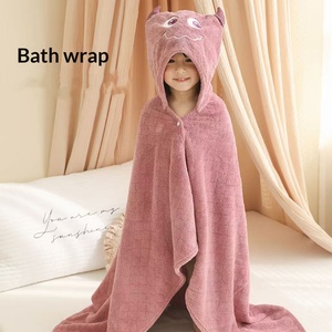 Peignoir à capuche en polaire corail pour enfants - Serviette de bain pour bébé à séchage rapide - Product Image 3