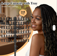 Support de rangement pour tresses et extensions capillaires, sur pied, avec 144 crochets, séparateur et présentoir réglable