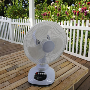 Ventilateur de table solaire rechargeable de haute qualité à livraison rapide, 12 pouces, avec panneau solaire et 2 ampoules LED - Product Image 6