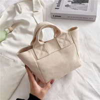 Sac en toile pour femme Mini petit sac à main solide Simple fil à coudre pour femme petite capacité sacs fourre-tout sacs à main