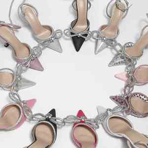 Tacones Altos Dobles con Diamantes para Mujer, Cuero Genuino, Pedrería, Cómodos, Suaves, Estilo Descalzo, Zapatos de Diseñador, Novedad 2025, Tacón de Aguja de 8.5cm - Product Image 1