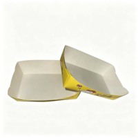 Einweg-Öko-Freundliche Biologisch Abbaubare Lebensmittelgeeignete Weiße Karton-Bootform-Schale Offene Papierbox für Brathähnchen und Französische Snacks