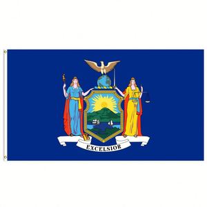 Bandera de Nueva <span class=keywords><strong>York</strong></span> Personalizada de 3x5 Pies, Impresa por una Sola Cara, Estilo Gallardete, Logotipo Personalizado, Hecha de Vinilo de Poliéster Duradero para Exhibición Nacional - Product Image 1
