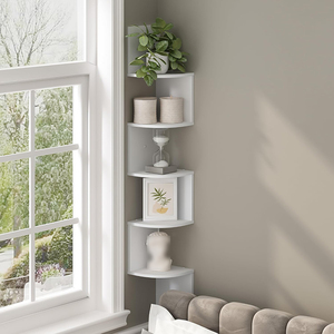 Support de <span class=keywords><strong>rangement</strong></span> mural en bois à cadre d'<span class=keywords><strong>angle</strong></span> flottant à 5 couches pour salle de bain cuisine salon stockage et affichage - Product Image 6