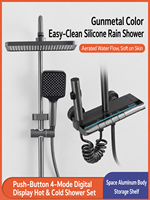 Ensemble de douche thermostatique de luxe moderne en aluminium avec affichage numérique, système de douche pluie à touches piano, finition bronze canon, pour salle de bain et extérieur