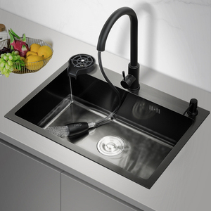 Fregaderos de Cocina de Acero Inoxidable Negro de Alta Calidad con Función de Cascada, para Instalar Bajo <span class=keywords><strong>Encimera</strong></span>, Venta al Por Mayor - Product Image 1