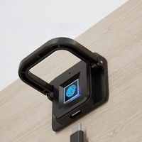 Serrure de tiroir intelligente à empreinte digitale avec poignée, sans perçage, serrure biométrique pour armoire, maison, bureau, rechargeable par USB, sans clé, pour meubles