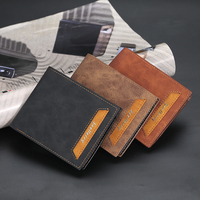 Baellerry Dompet Kartu Pria, Dompet Koin Tipis Kulit PU Bagian Pendek Retro