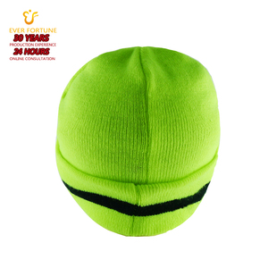 <span class=keywords><strong>Bonnet</strong></span> en tricot épais orange fluo avec logo personnalisé, bord côtelé rayé, doublure polaire thermique épaisse, <span class=keywords><strong>bonnet</strong></span> d'hiver premium - Product Image 6