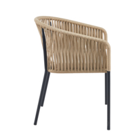Vente en gros de repas en osier d'extérieur pour café restaurant mobilier de repos chaise de bistrot en osier moderne en métal en rotin