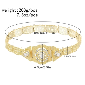 Chaînes de corps de fleurs creuses en strass marocain pour femmes, chaînes de danse du ventre <span class=keywords><strong>Sexy</strong></span>, chaînes de taille ethniques Boho - Product Image 4