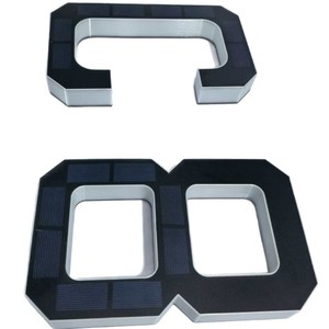Solar Powered Acrylic LED Number Light 17cm 6.7 Inch Outdoor Door Sign ABCD Steady Blue In Black Eco Friendly - Product Image 5