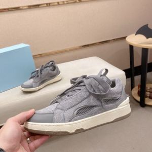 Baskets décontractées grises en tissu éponge avec empiècements en maille perforée, chaussures de skate tendance sur mesure à lacets pour hommes, originales d'usine - Product Image 3