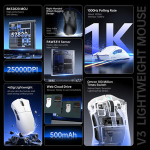 <span class=keywords><strong>Ratón</strong></span> para Juegos ATTACK SHARK V3 de 62 g, Ultraligero, Recargable por 2.4G/BT/<span class=keywords><strong>USB</strong></span>-C, PAW3311, 500 mAh, 25 000 DPI, con 5 Botones Programables - Product Image 5