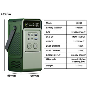 Station d'alimentation portable 200W 192Wh LiFePO4, générateur solaire, batterie <span class=keywords><strong>de</strong></span> <span class=keywords><strong>secours</strong></span> avec lumière LED, USB-C, USB-A pour le camping et les situations d'urgence - Product Image 6