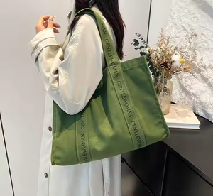 Custom Logo Weekender Canvas Cotton Tote <b>Bag</b> with Reinforced Letter Handle Unisex Shopping <b>Bag</b> for Women Men <b>Unique</b> Gift Idea - Product Image 1