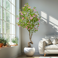 Vente chaude Pot noir myrte pêche fleur branche buis arbre artificiel intérieur extérieur mariage maison bureau décor plantes