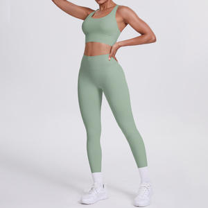 OEM ODM Großhandel Frauen Workout 2-teiliges Set Push-up Cross Back BH Butt Lifting Leggings Fitness Training Aktive Leggings Set - Product Image 6