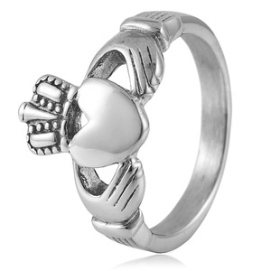 yunnique Heart Shape Stainless Steel <b>Ring</b> Women's Punk Style Wedding Gift Silver Color - Product Image 1