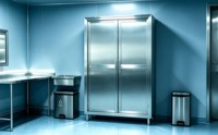 Armoire à Portes Coulissantes en Acier Inoxydable, Vente Directe Usine, Tôle Épaisse Durable Facile à Nettoyer pour Entrepôt Médical et Clinique Dentaire
