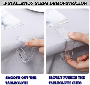 24 pièces de pinces pour nappes transparentes Supports de couvertures de table en plastique durable Pinces transparentes coupe-vent pour fixer les nappes - Product Image 3