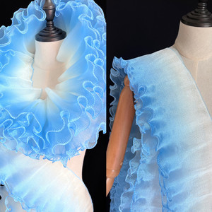Dégradé Ruffle Edge Original tridimensionnel plissé <span class=keywords><strong>grande</strong></span> dentelle irisé dégradé Organza tissu Designer dentelle accessoires - Product Image 3