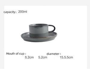 Hot Sale Ceramic Espresso Colored Natural Stone Glazed Coffee and <b>Saucer</b> Set Latte <b>Cup</b> for Cafe - Product Image 3